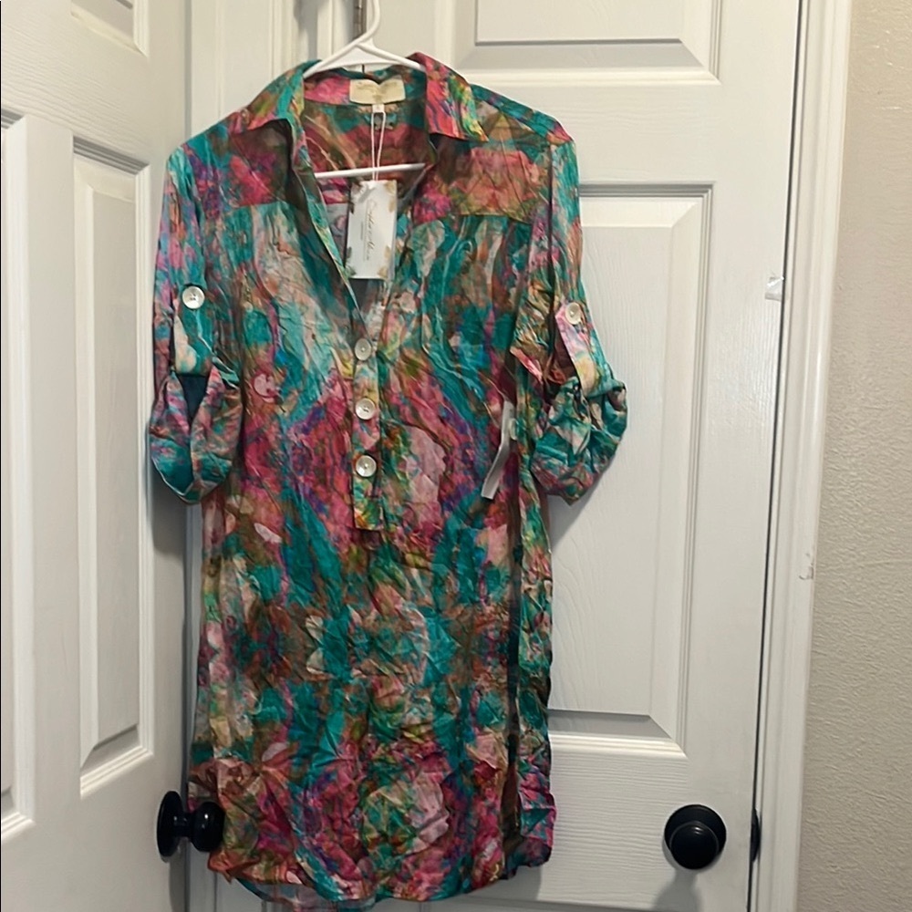 SOPHIA ALEXIA SA BEACH SHIRT LIQUID RAINBOW